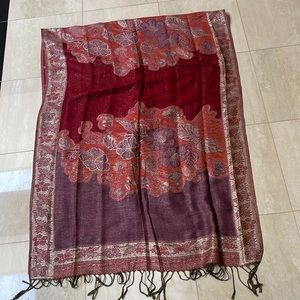 NWOT East Indian Multi Colored Scarf: Beautiful On Both Sides